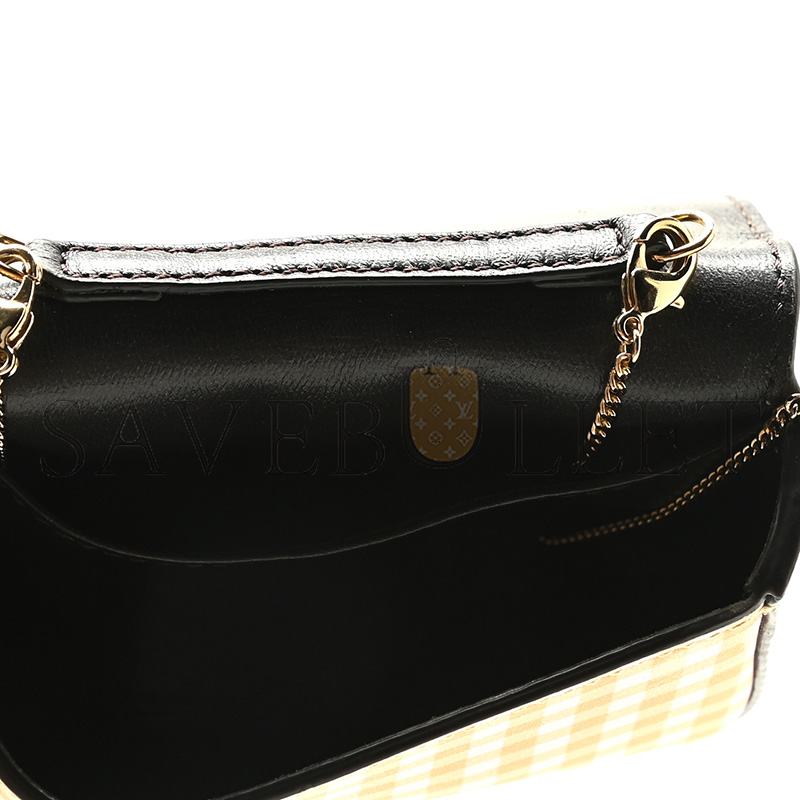 ENDI VITELLO CENTURY GINGHAM NANO BAGUETTE CHARM ROSEWOOD MUSTARD (11*7*2cm)